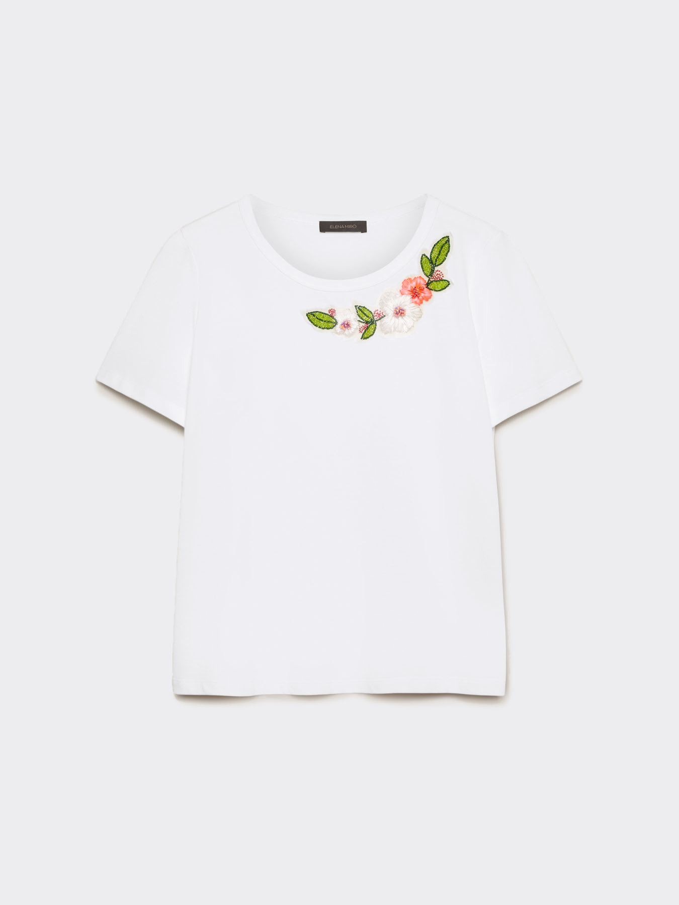 T-shirt with floral embroidery image number 4