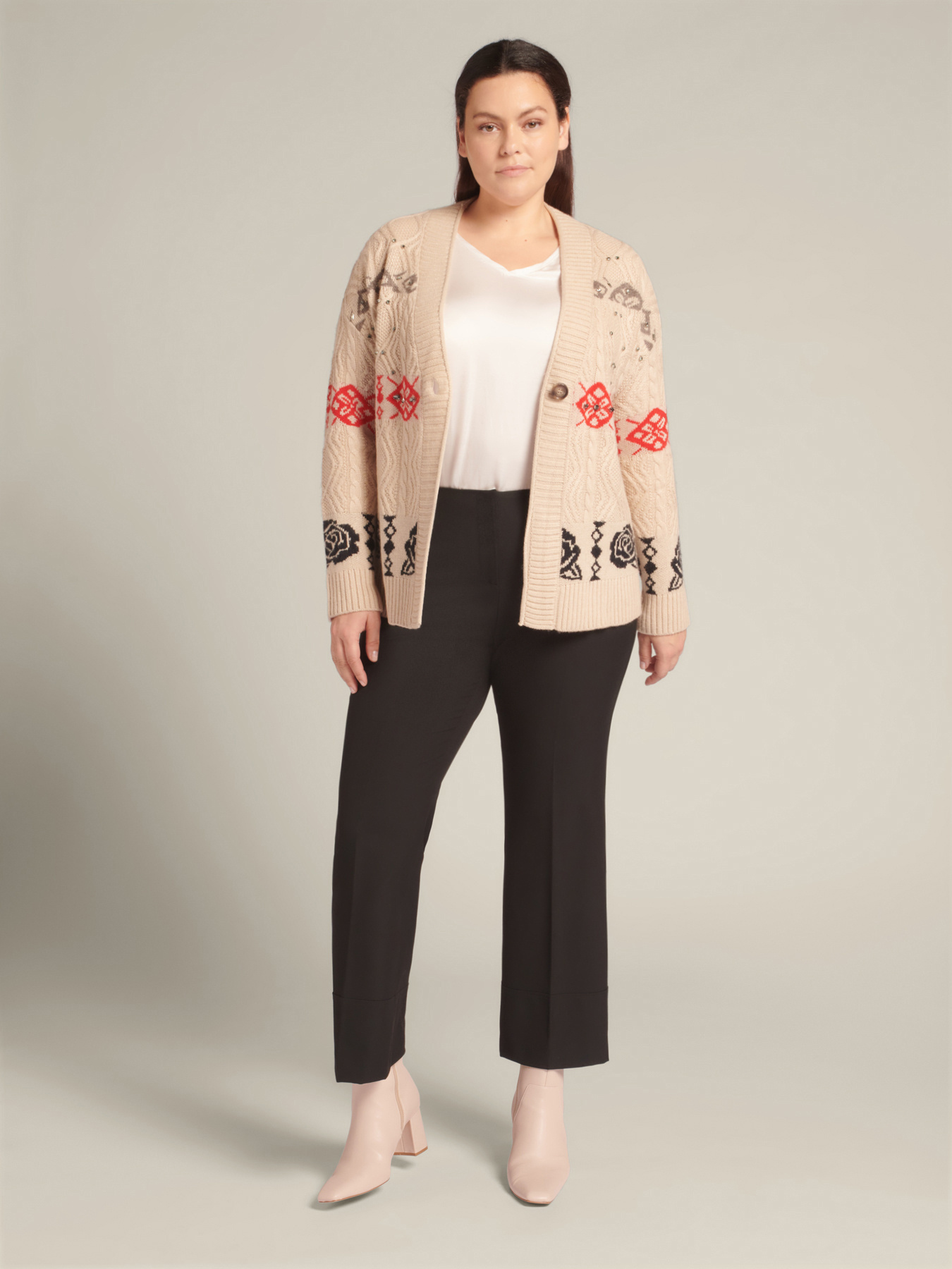 Cardigan reversibile in lana jacquard