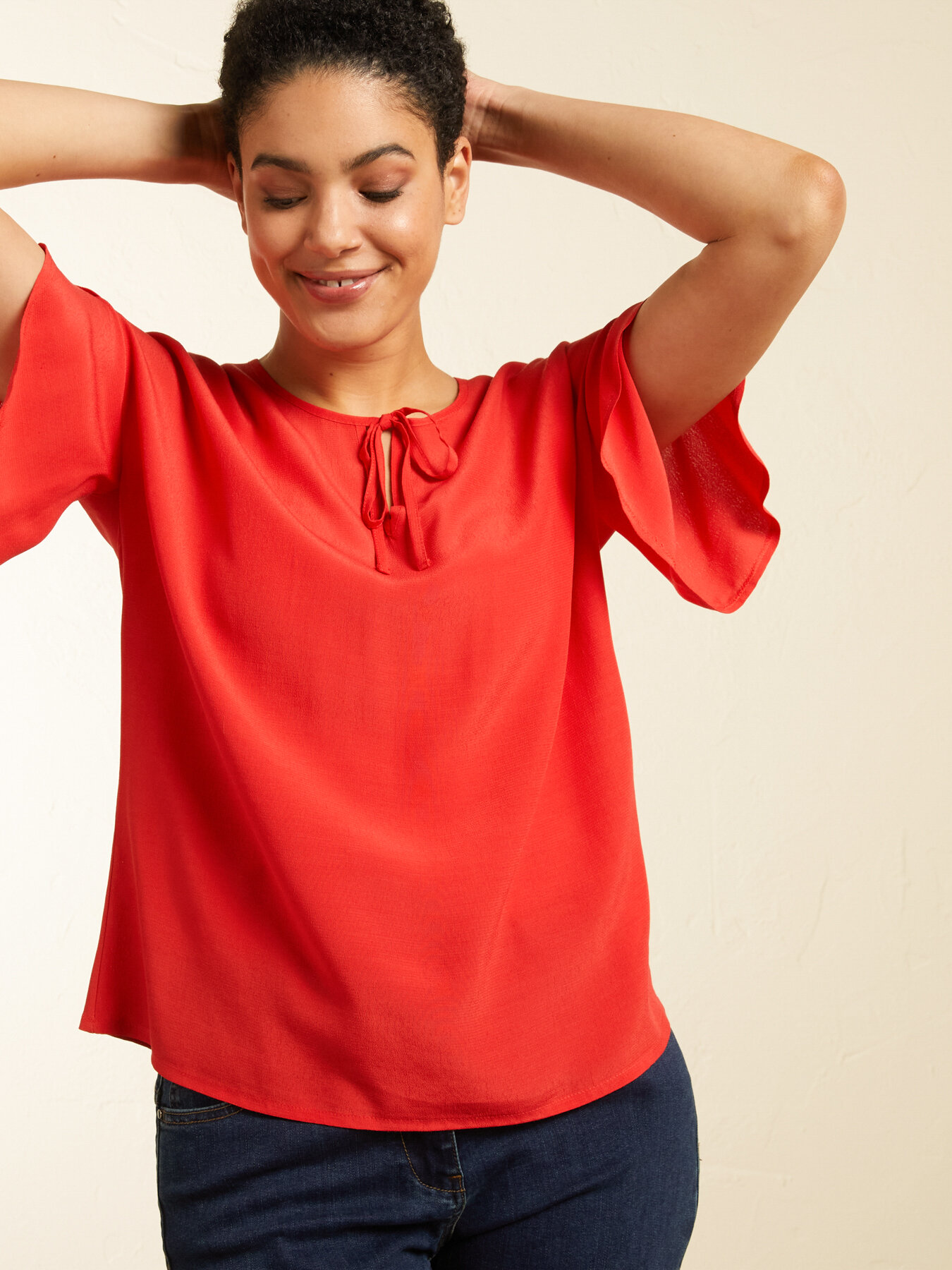 Blusa in tessuto cr&ecirc;pe marocaine image number 2