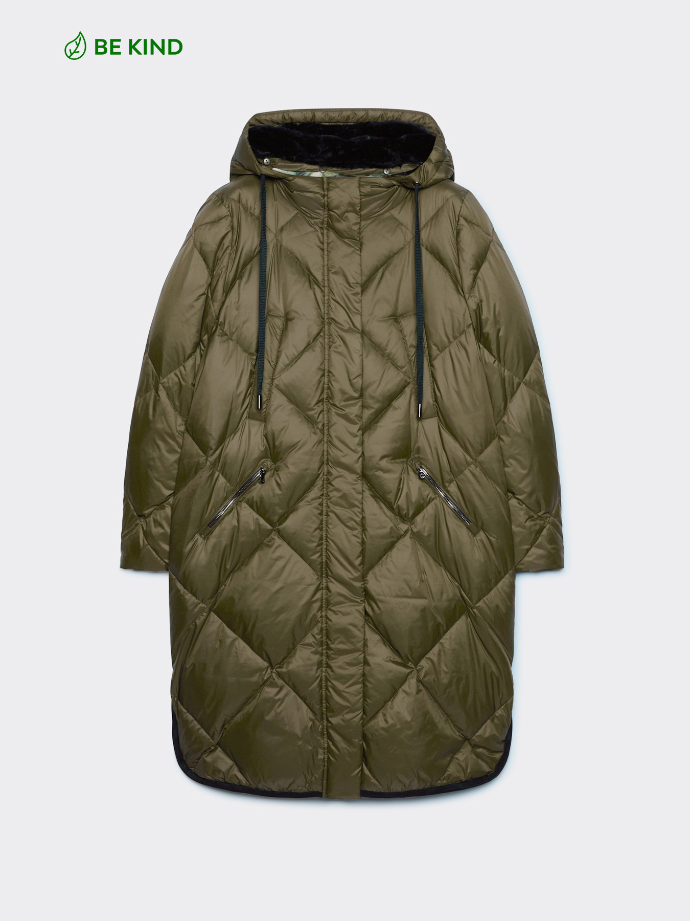 Long down jacket with jumbo diamond quilting image number 4