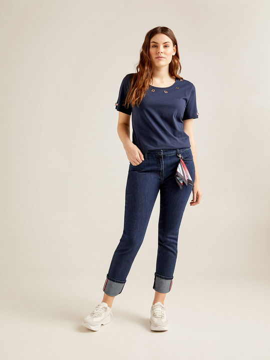 Elenamiro: Skinny-Jeans mit Halstuch Blau_1