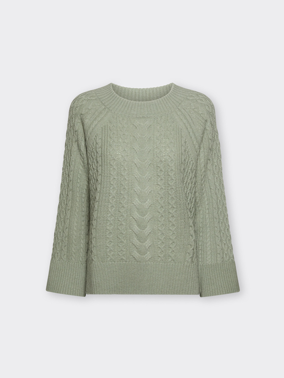 Zopfmuster-Pullover aus reiner Wolle