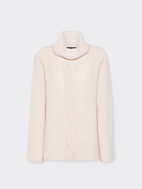Maglia misto cashmere con treccia