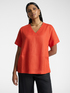 Linen and cotton V-neck T-shirt image number 0