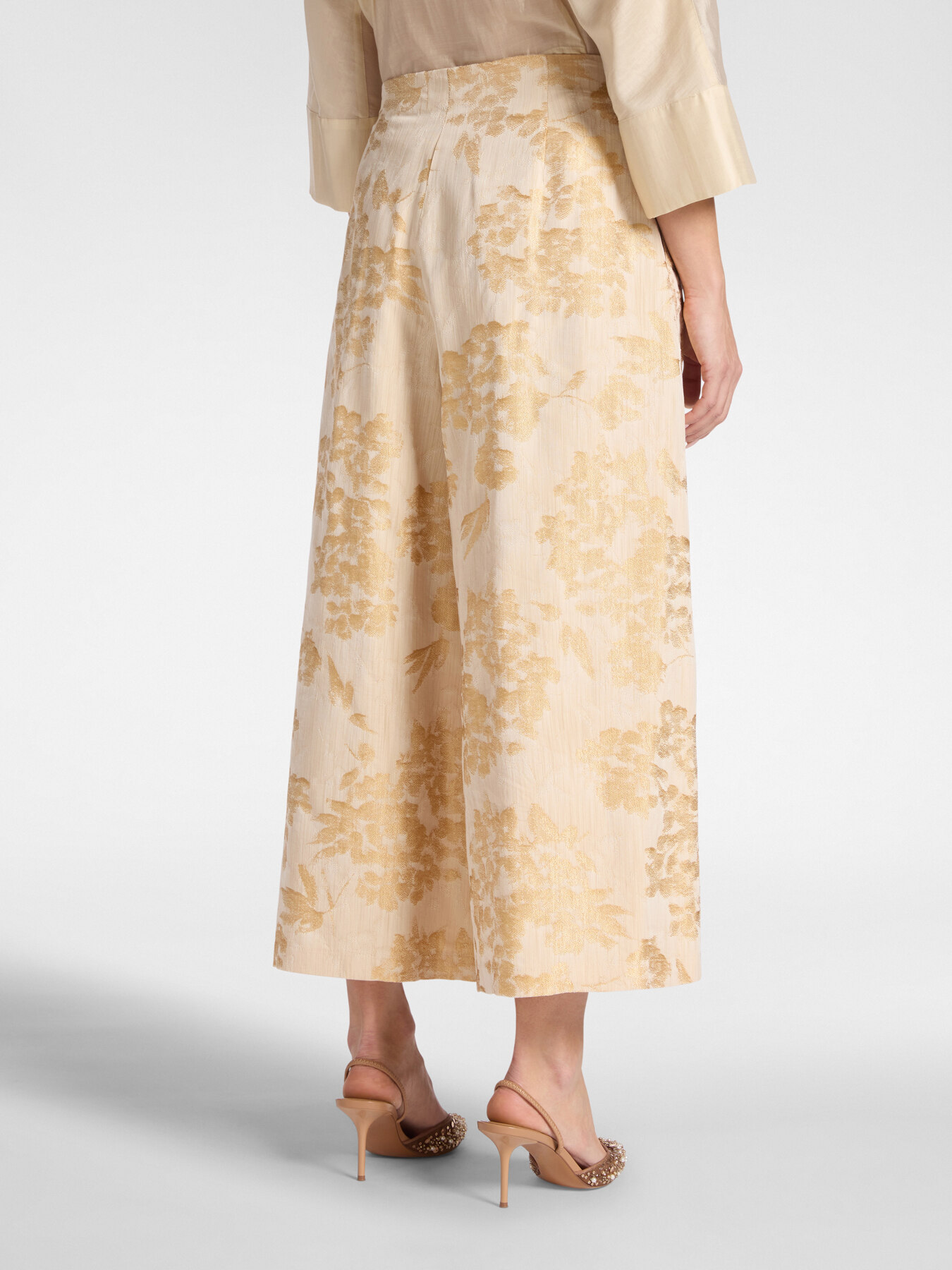 Cropped jacquard trousers image number 1