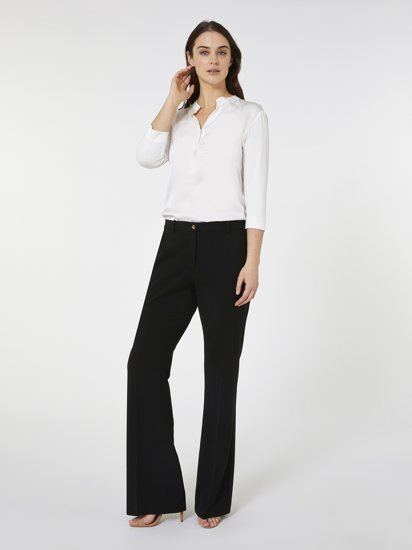 Pantalon flare en tissu peign&eacute; image number 0