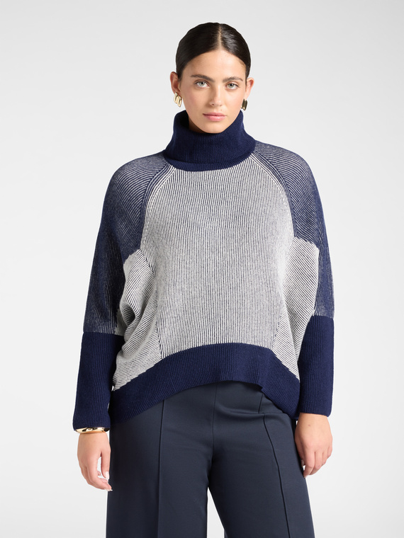 Rollkragenpullover aus reiner Rippstrickwolle