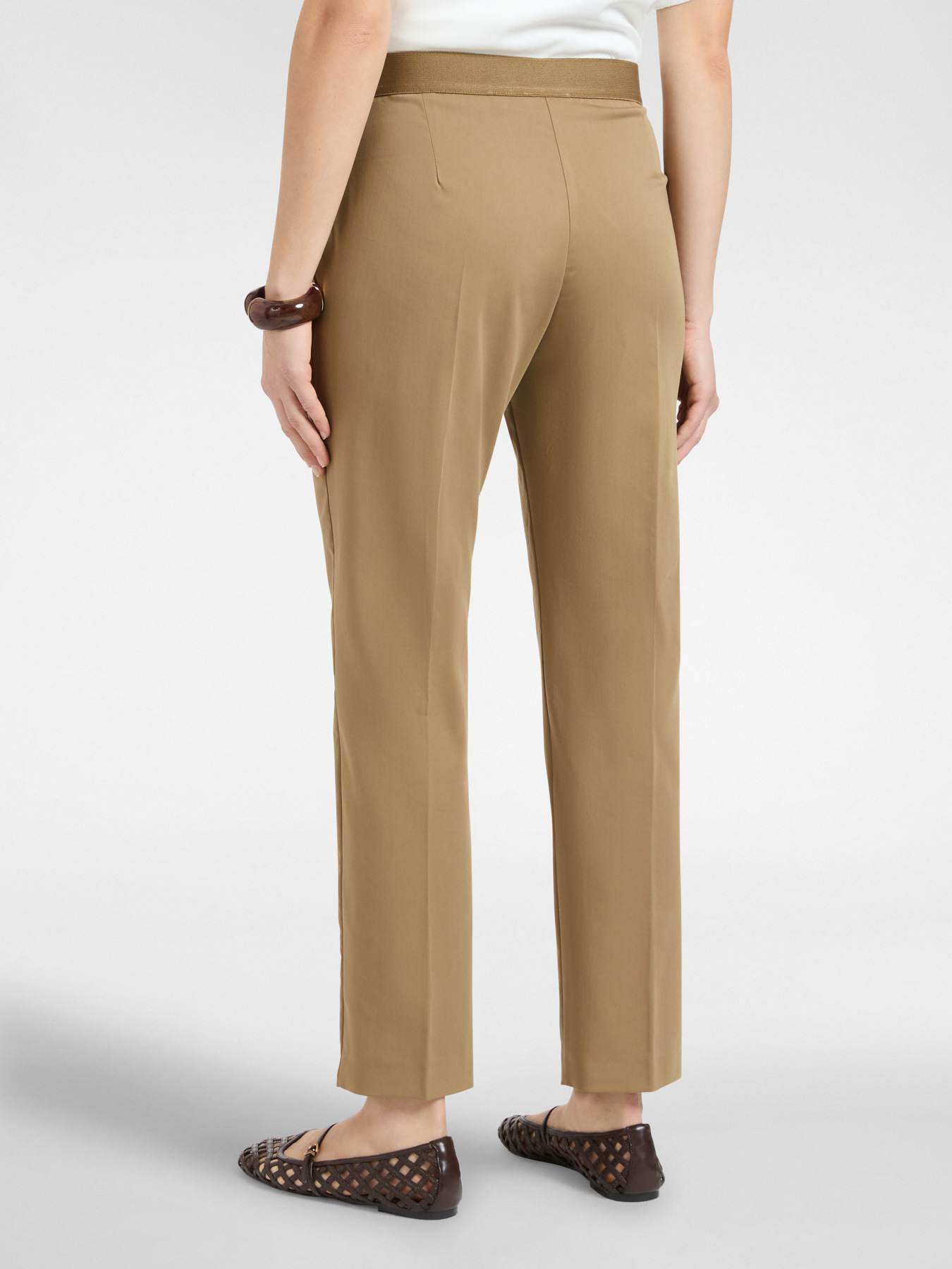 Straight-leg trousers in stretch satin image number 1