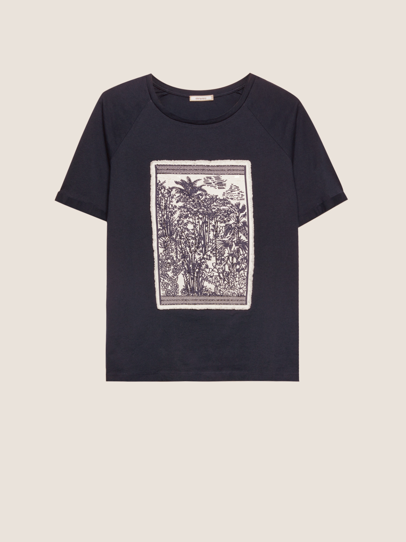 T-shirt with printed application and embroidery image number 3