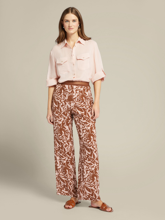 Pantalon De Détente Femme Marcel Clair - Viscose Orange Imprimé - Taille 38 - Occasion Très Bon état