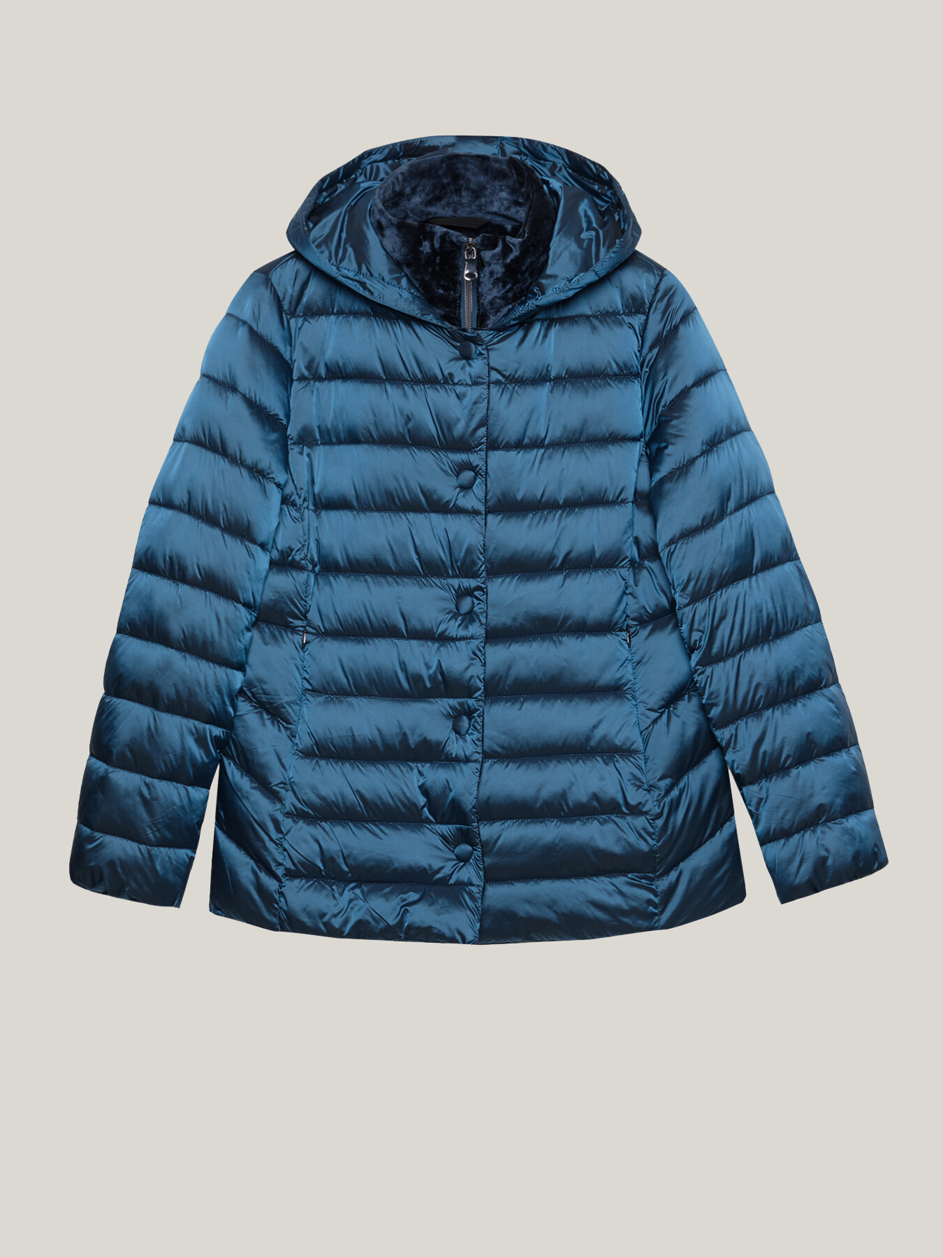 Daunenjacke mit Teilen aus Samt image number 3