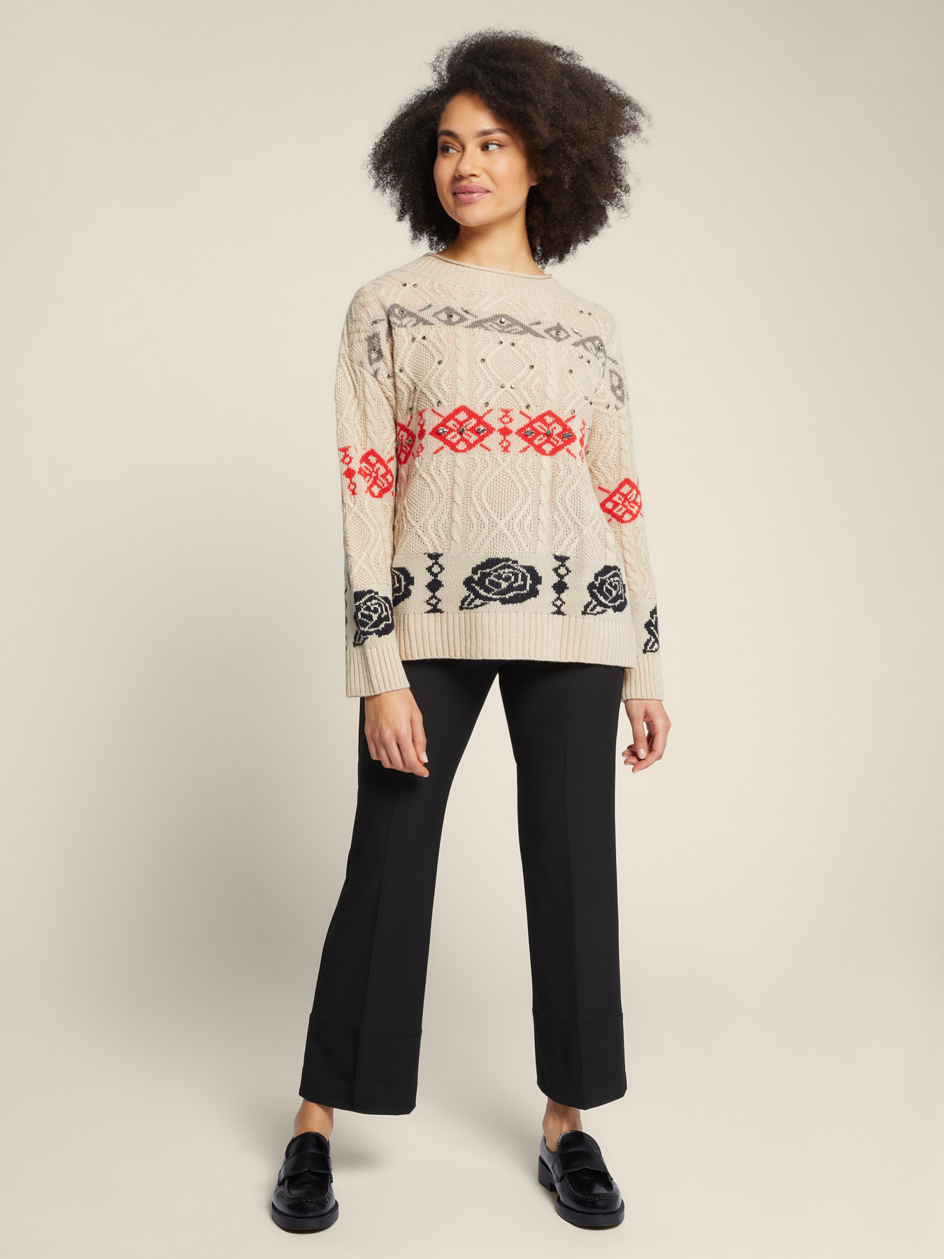 Cashmere blend jacquard sweater image number 1
