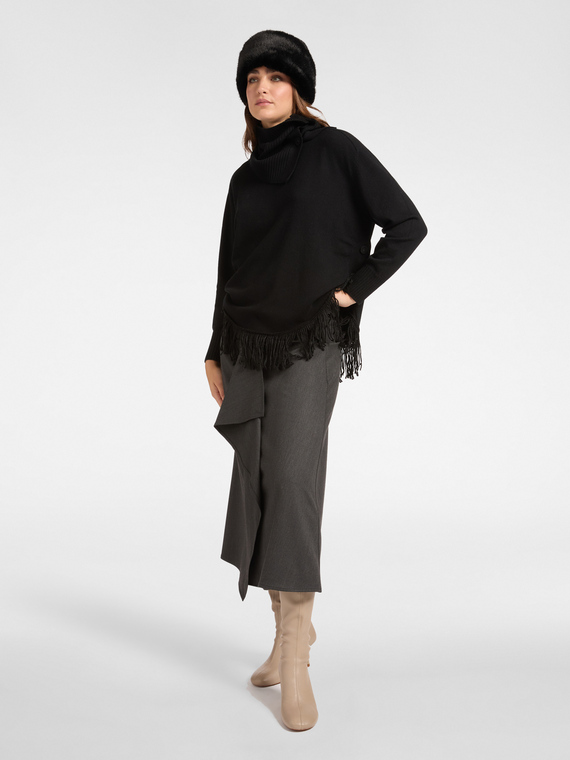 Wrap skirt with jabot