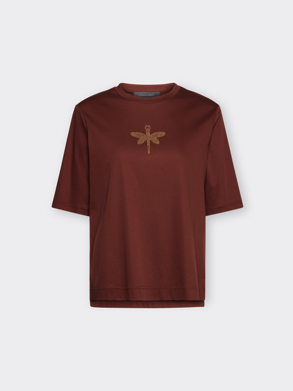 Camiseta de algod&atilde;o com aplica&ccedil;&atilde;o de lib&eacute;lula