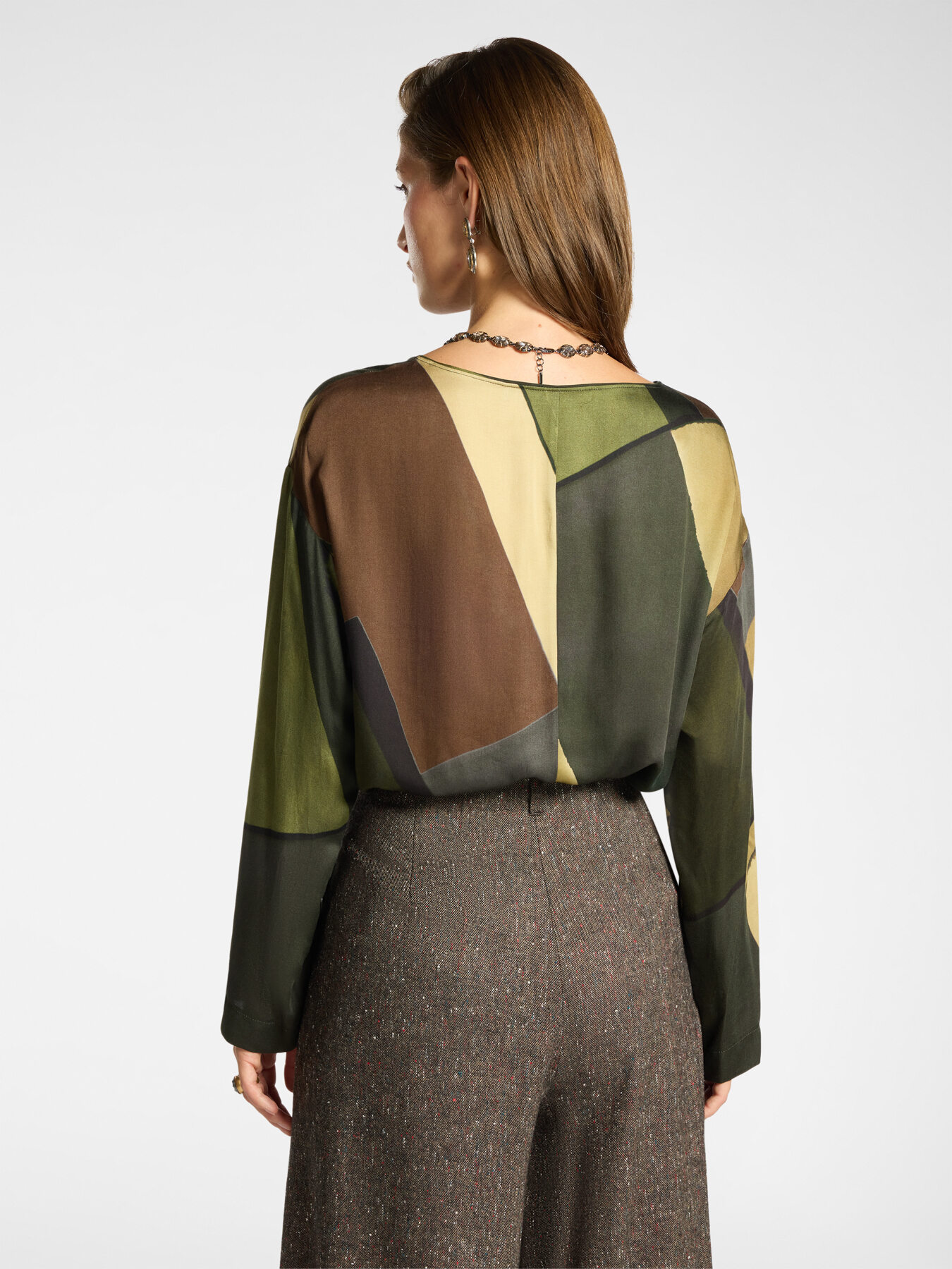 Printed satin blouse image number 1