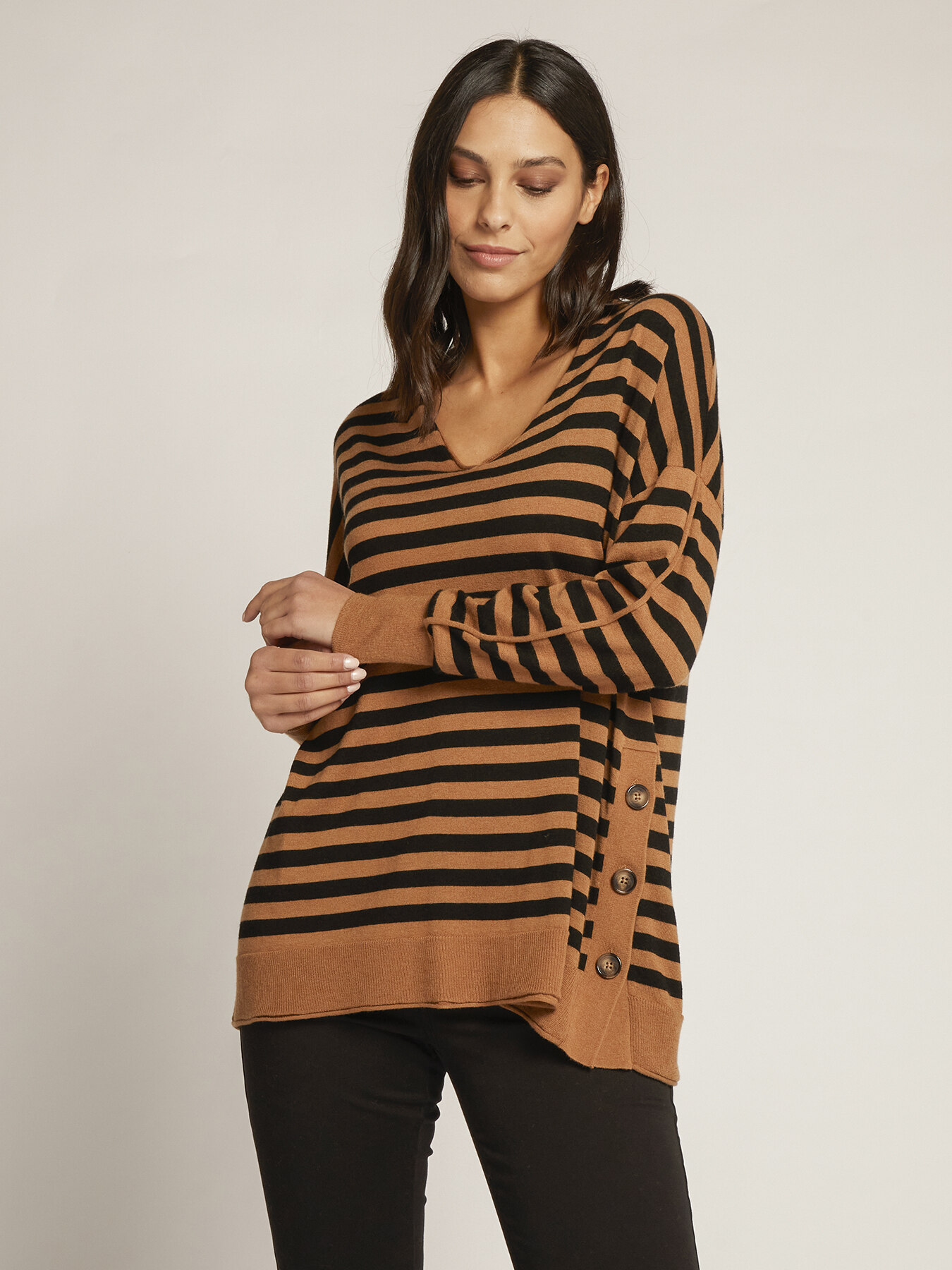 Striped sweater with buttons image number 0
