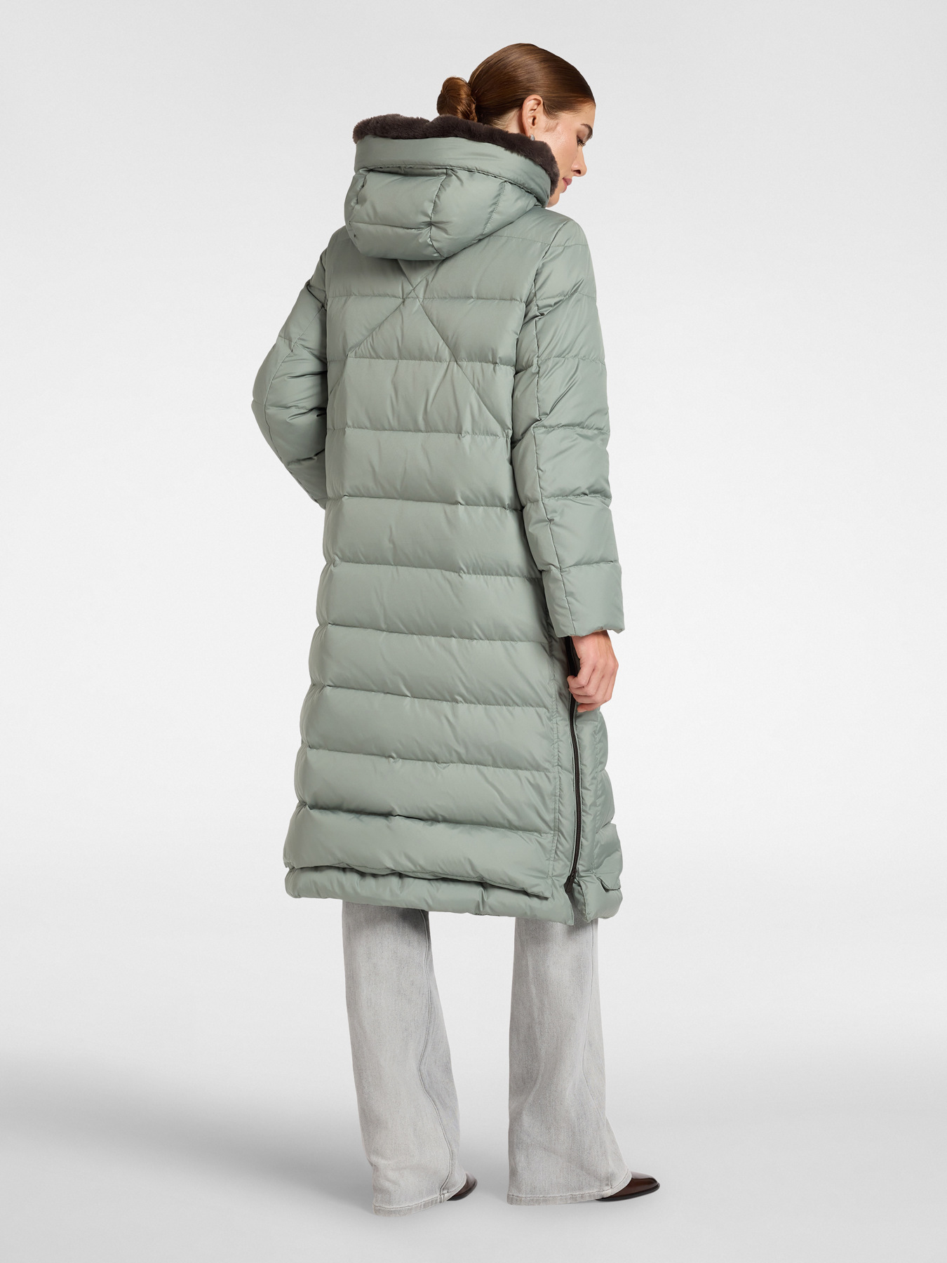 Long quilted nylon down jacket image number 1