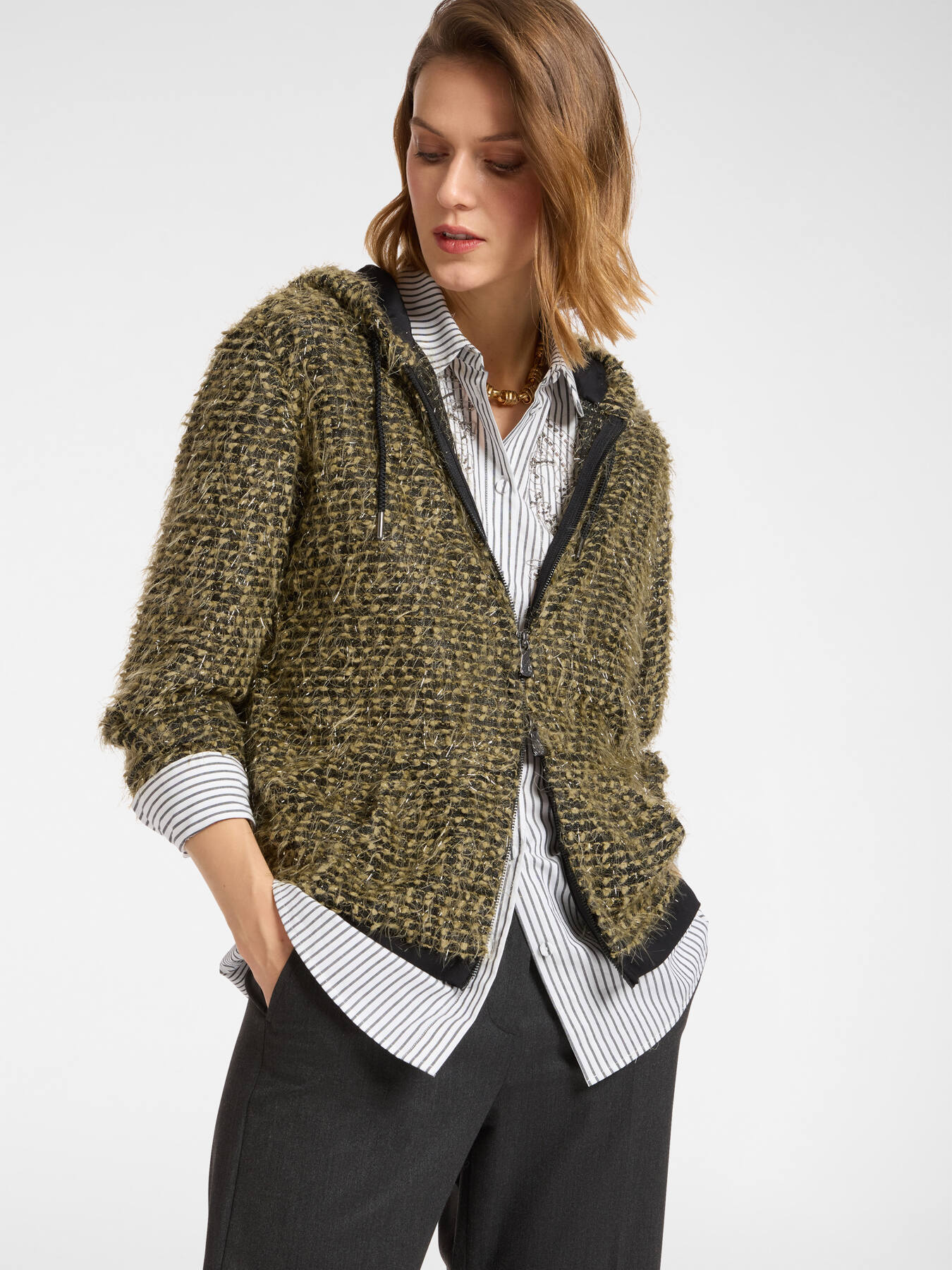 Felpa fil coup&eacute; con zip image number 0