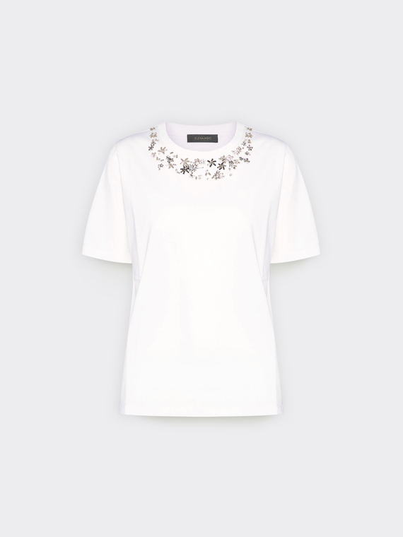 T-Shirt mit Blumenstickerei