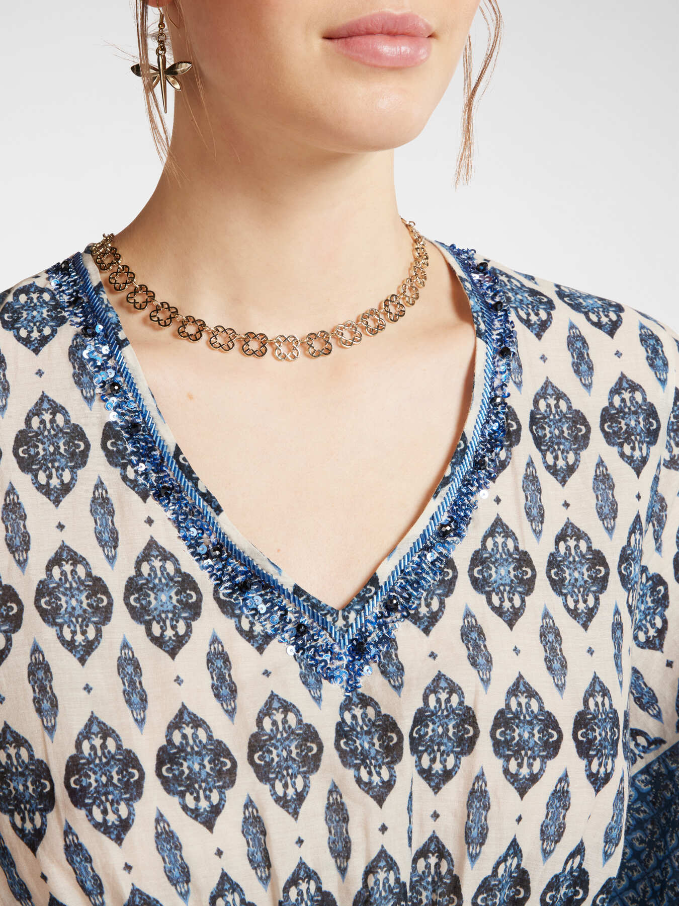 Kaftan with ethnic print image number 3