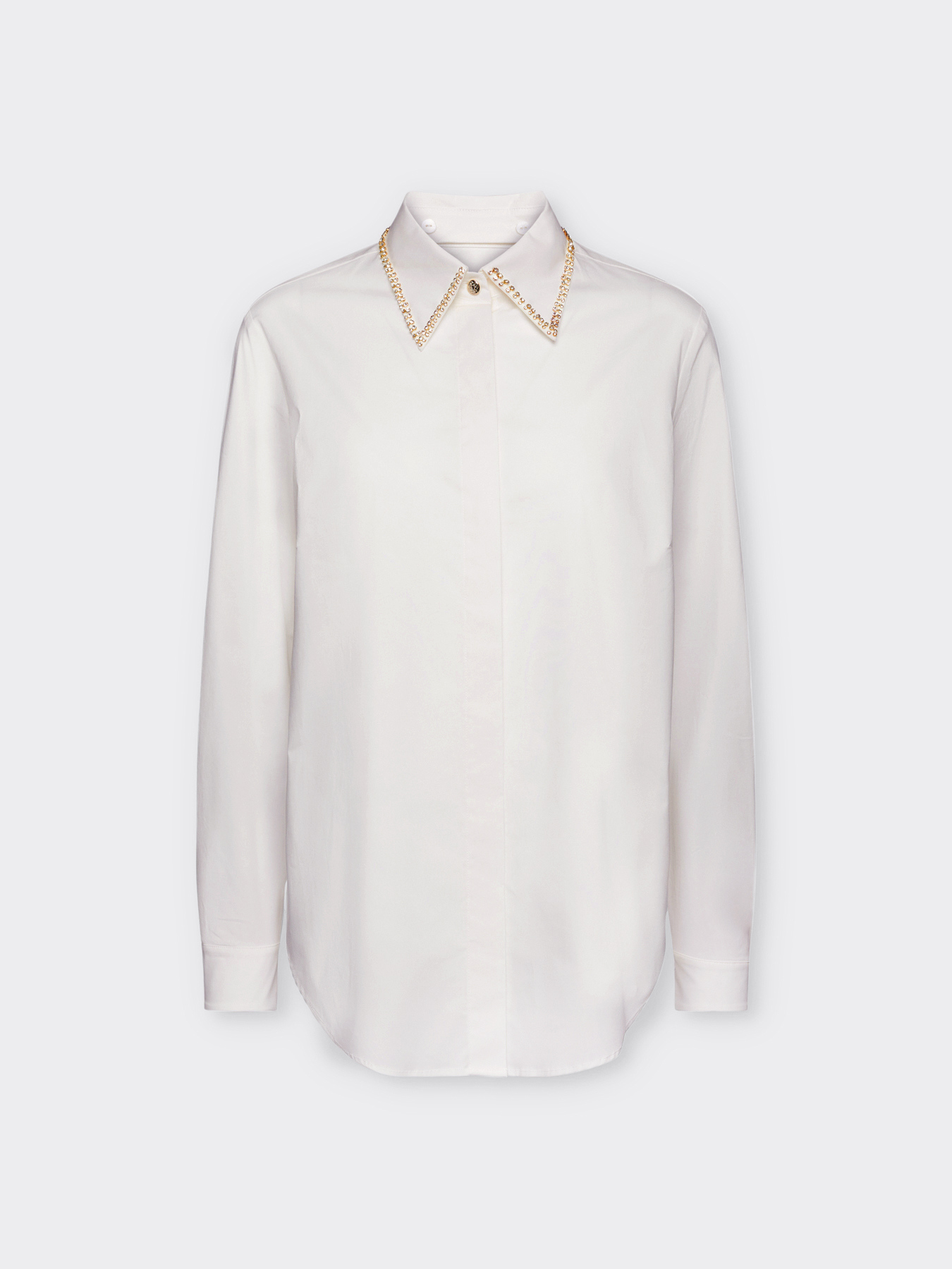 Camisa larga com gola bordada image number 4