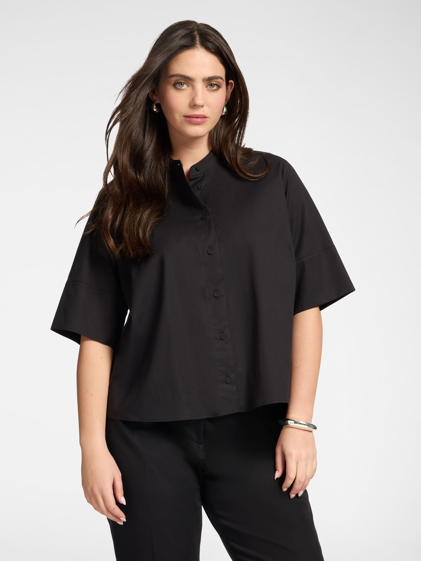 Shirt with mandarin collar image number 0