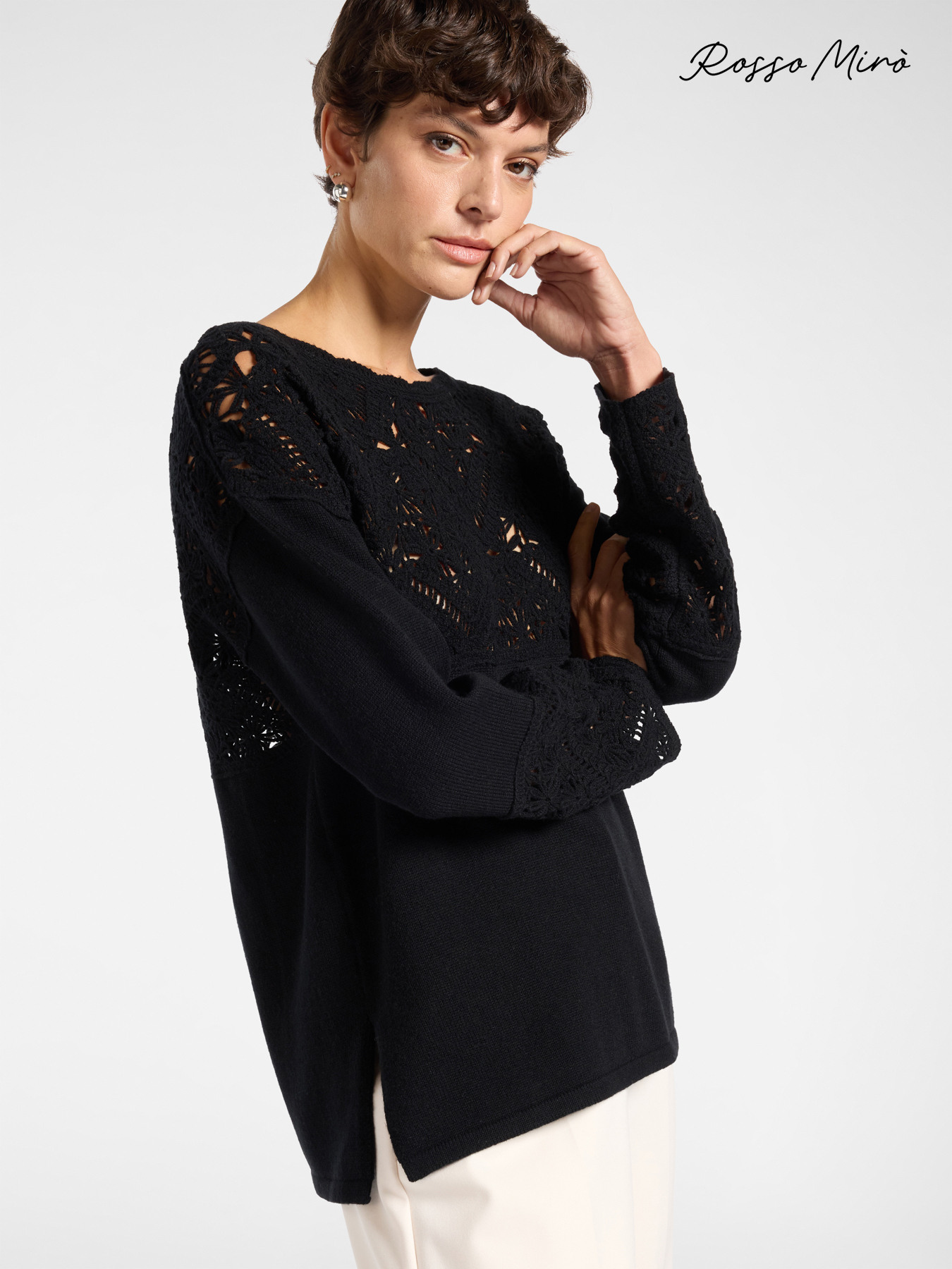 Maglia con inserti in punto pizzo image number 0