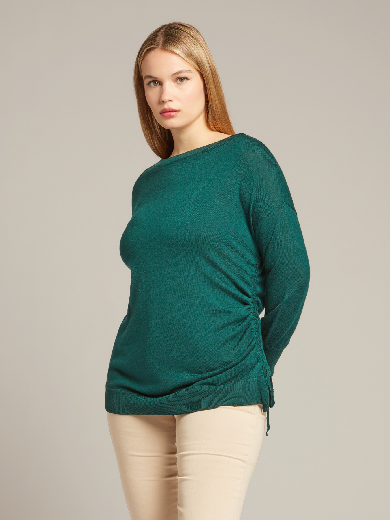 Camisola 100% l&atilde; com franzidos image number 1