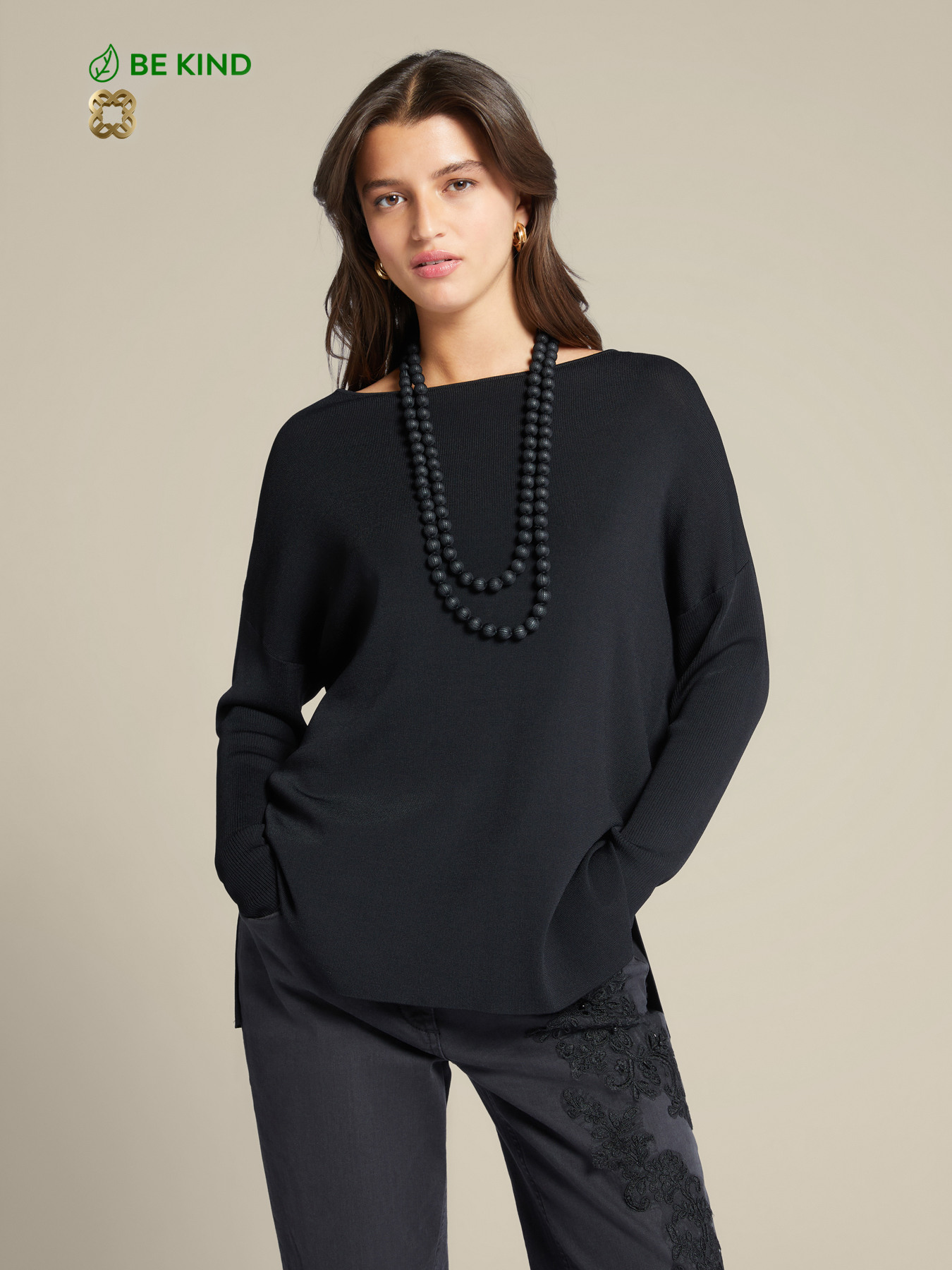 ECOVERO™ viscose sweater with necklace image number 0