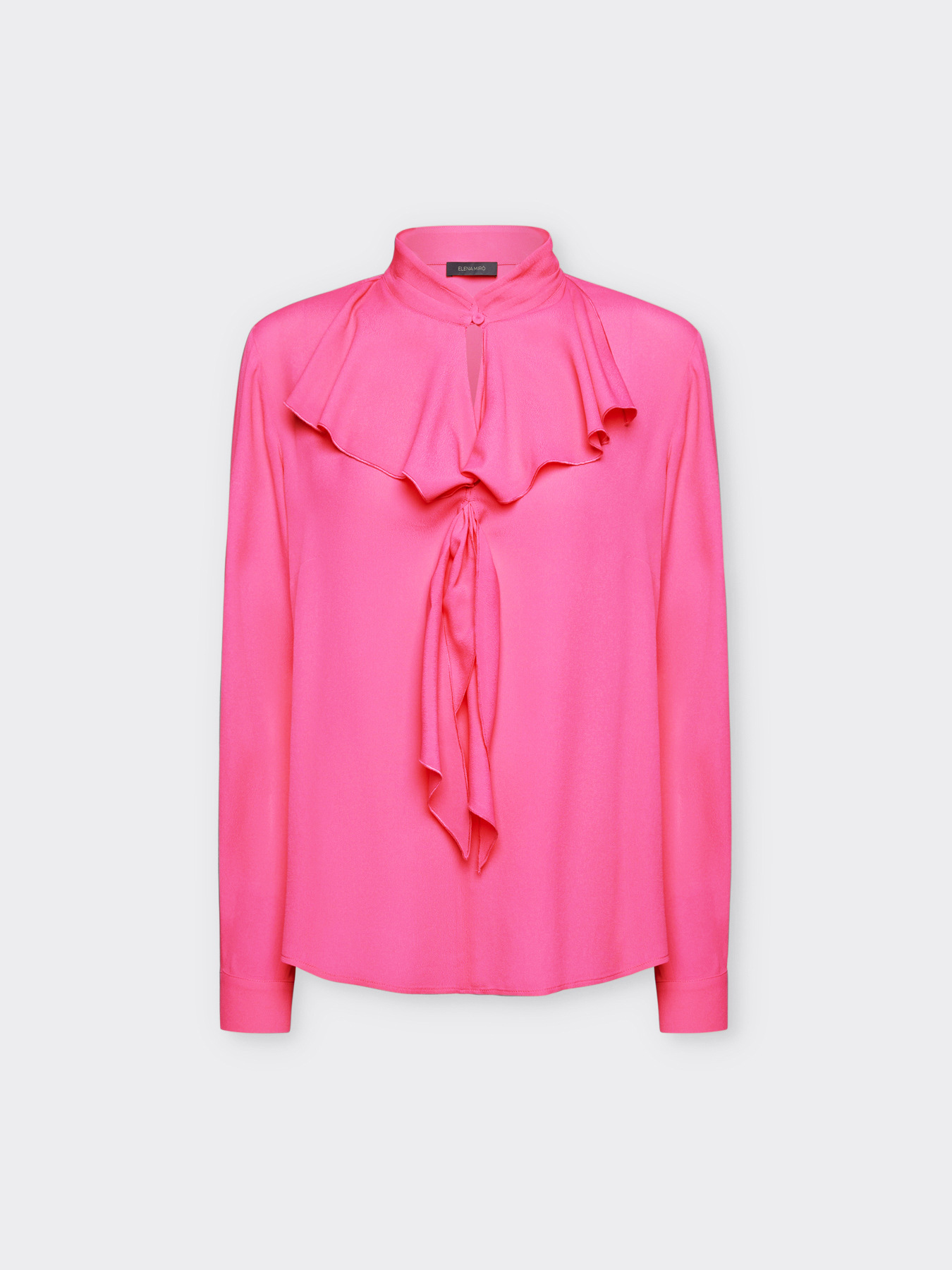 Blouse en cr&ecirc;pe de Chine &agrave; volants sur le devant image number 4