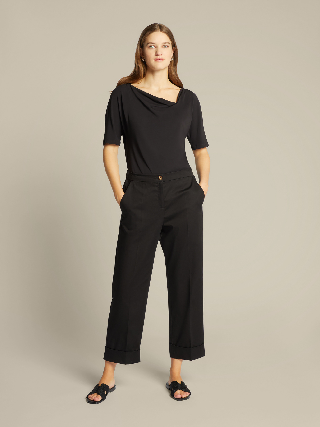 T-shirt with draping and brooch image number 2