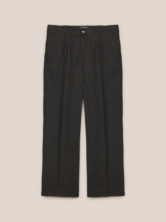 Straight trousers in pure linen