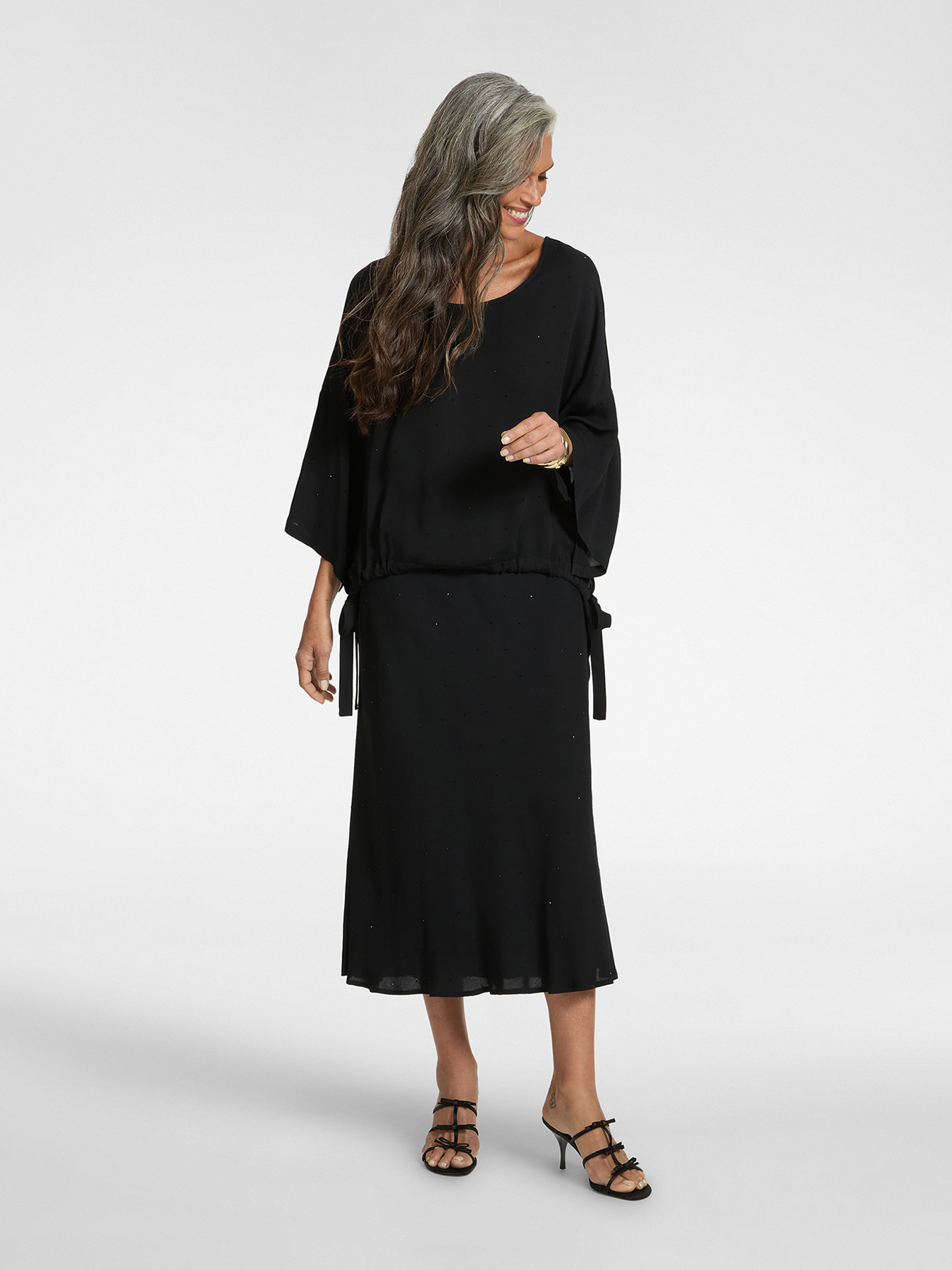 Long A-line skirt in embroidered viscose image number 0