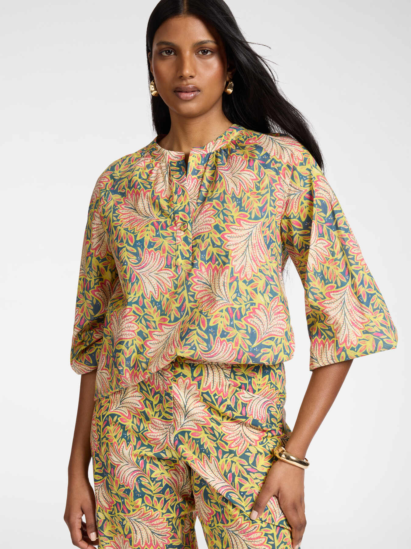 Bedruckte Bluse aus Baumwoll-Musselin image number 0