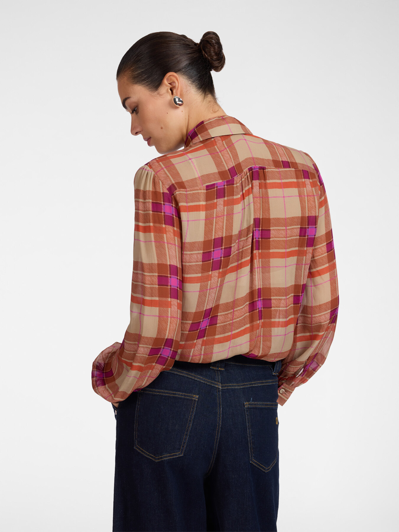 Camisa de georgette estampada con faj&iacute;n image number 1