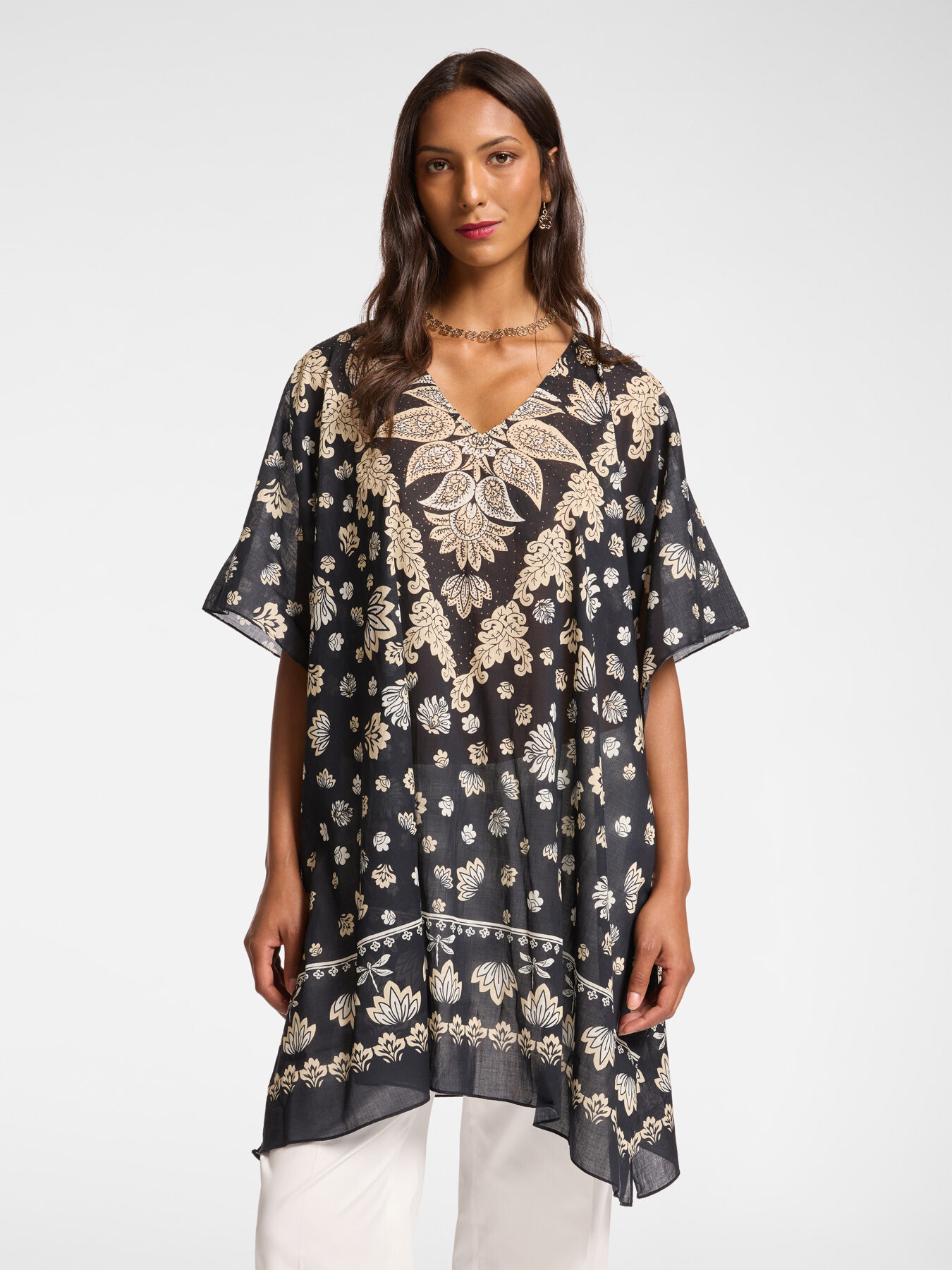 Caftan imprim&eacute; et brod&eacute; image number 0