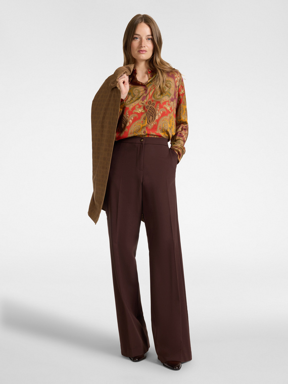 Straight-leg viscose blend trousers