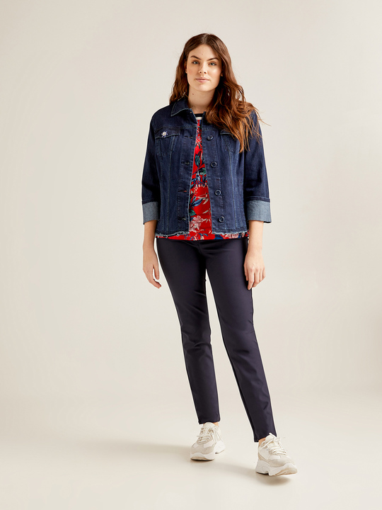 Elenamiro: Denim trucker jacket with beads Blue_1