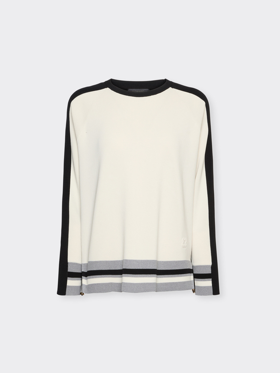Maglia misto viscosa con bordi a righe