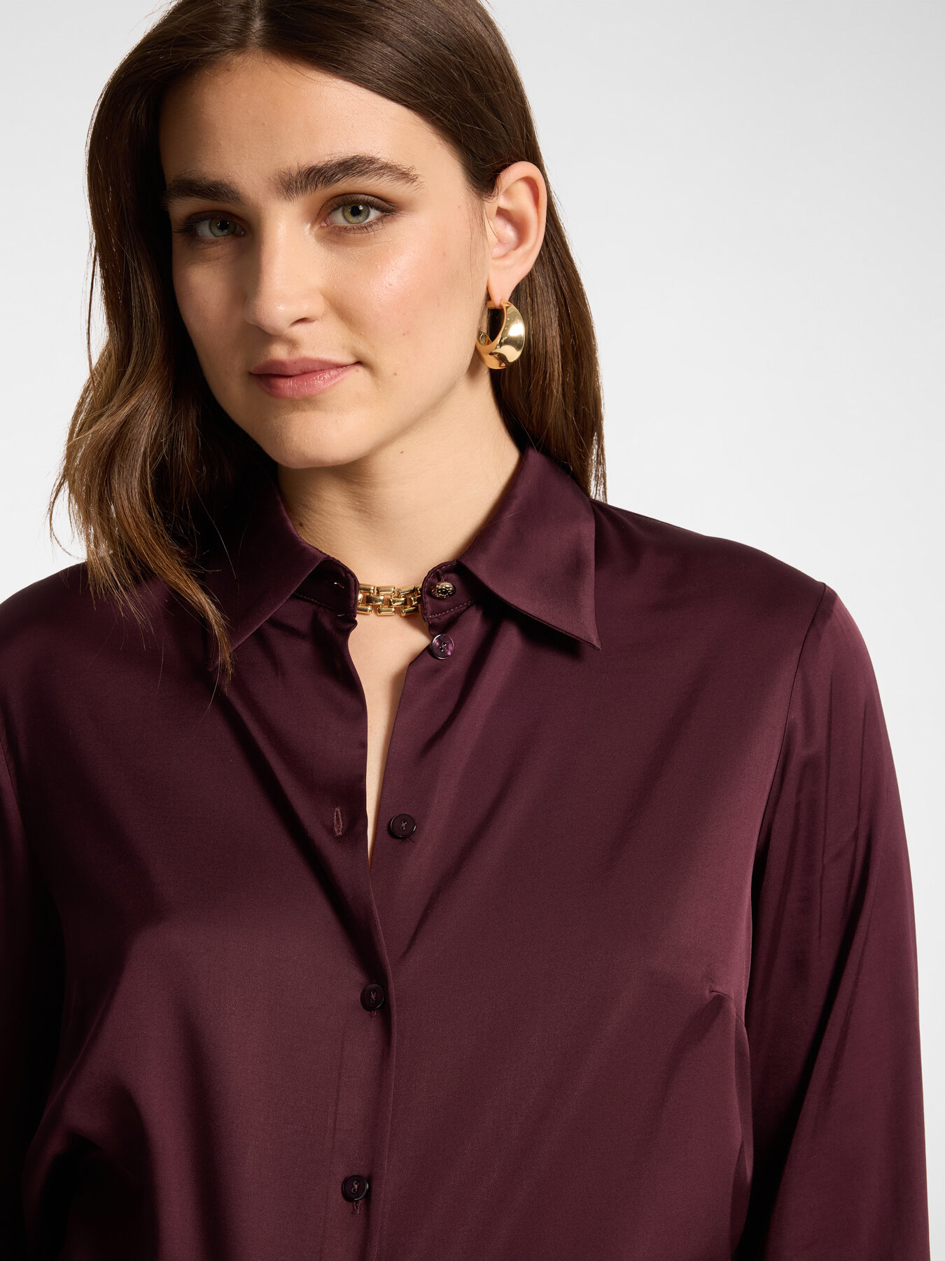 Stretch viscose satin shirt image number 3