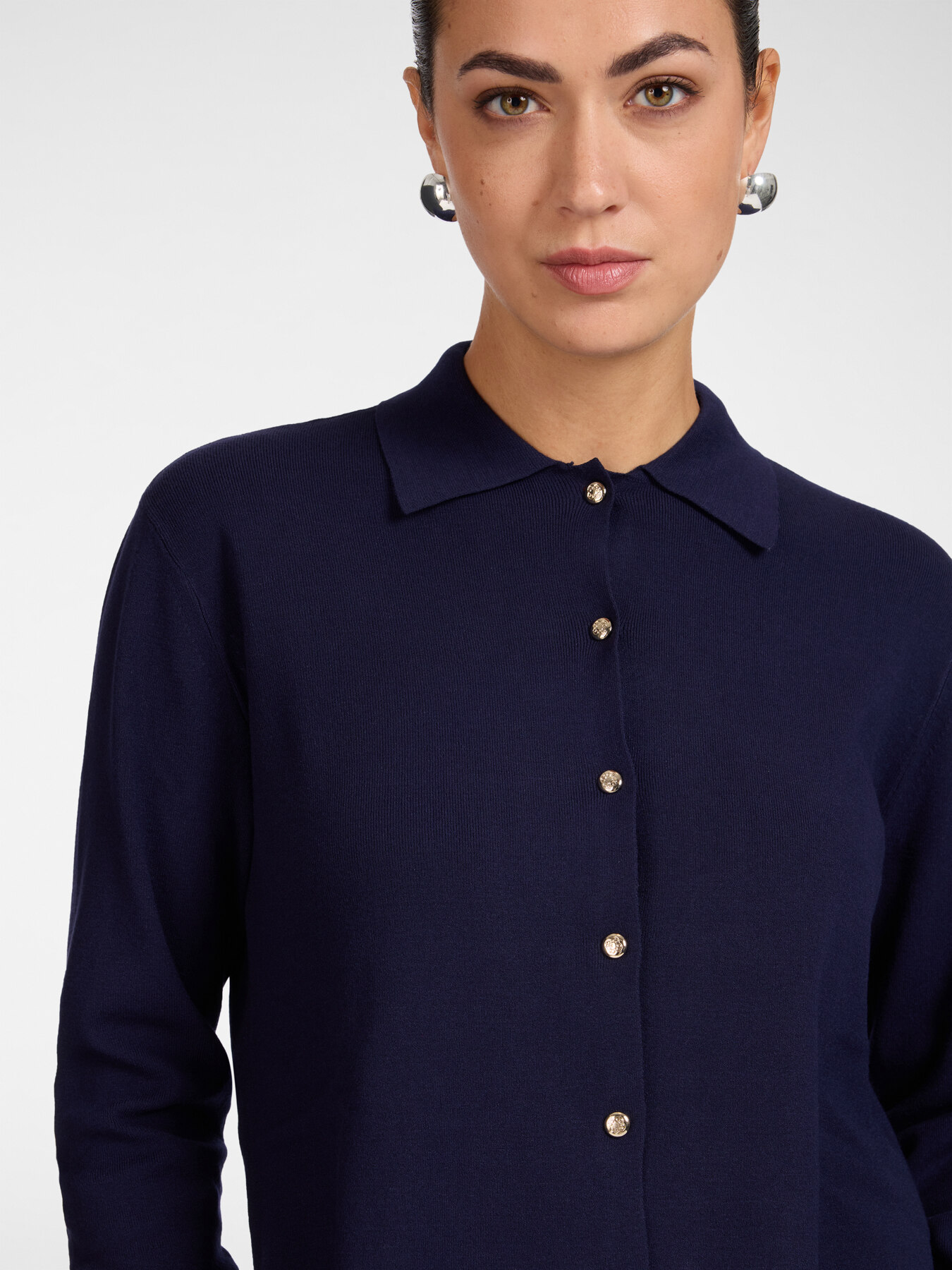 Long cardigan with collar image number 3