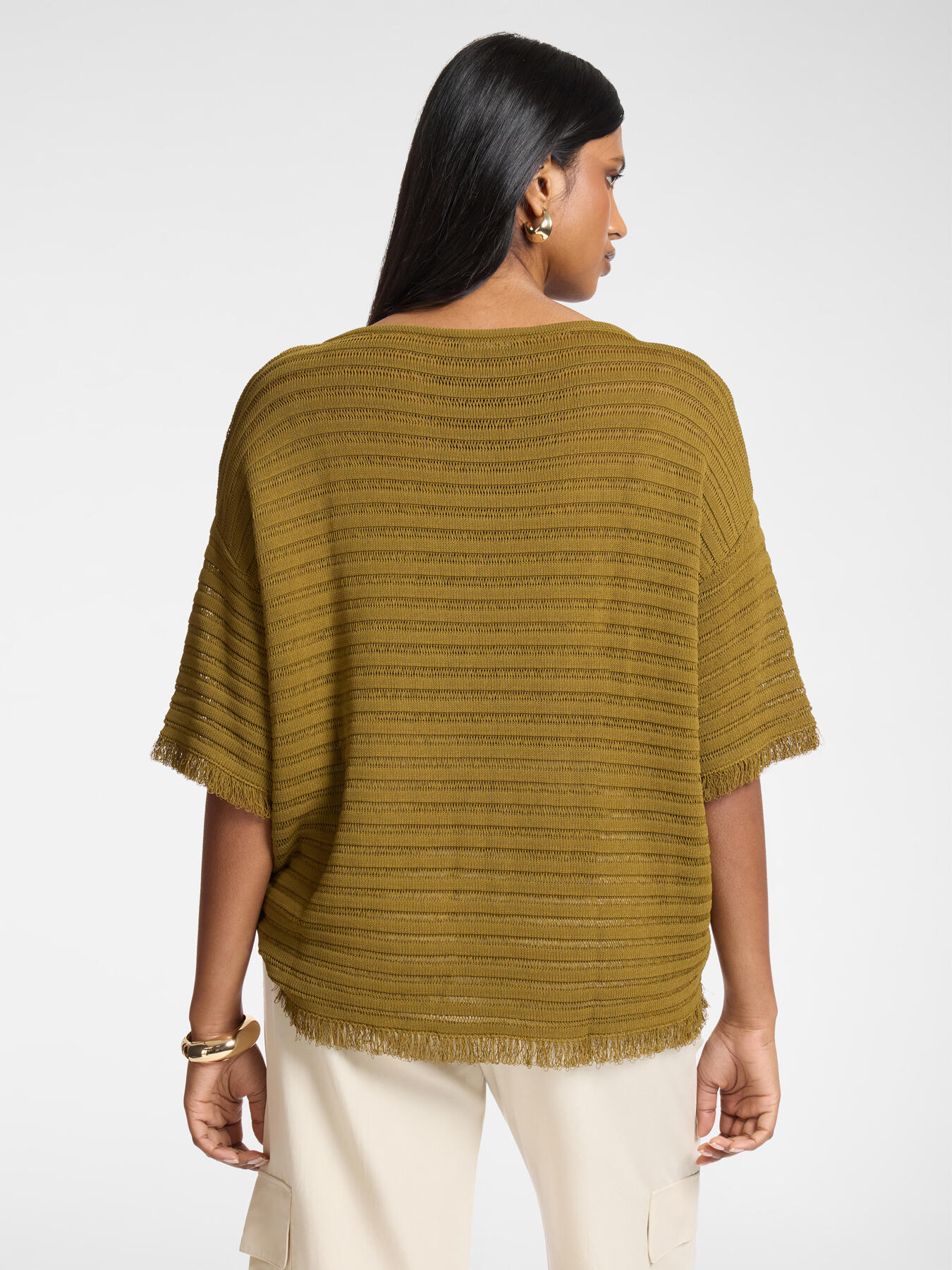 Striped openwork sweater image number 1