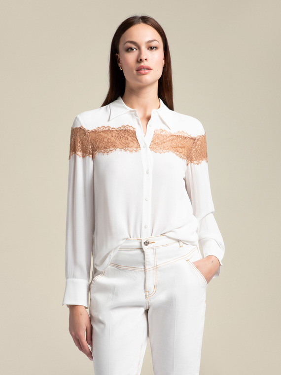 Shirt with lace trim