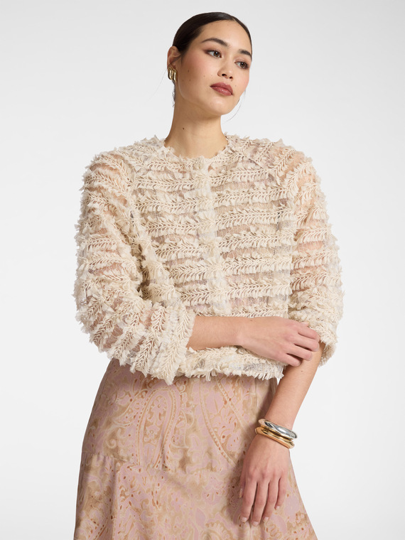 Veste en tulle &agrave; franges