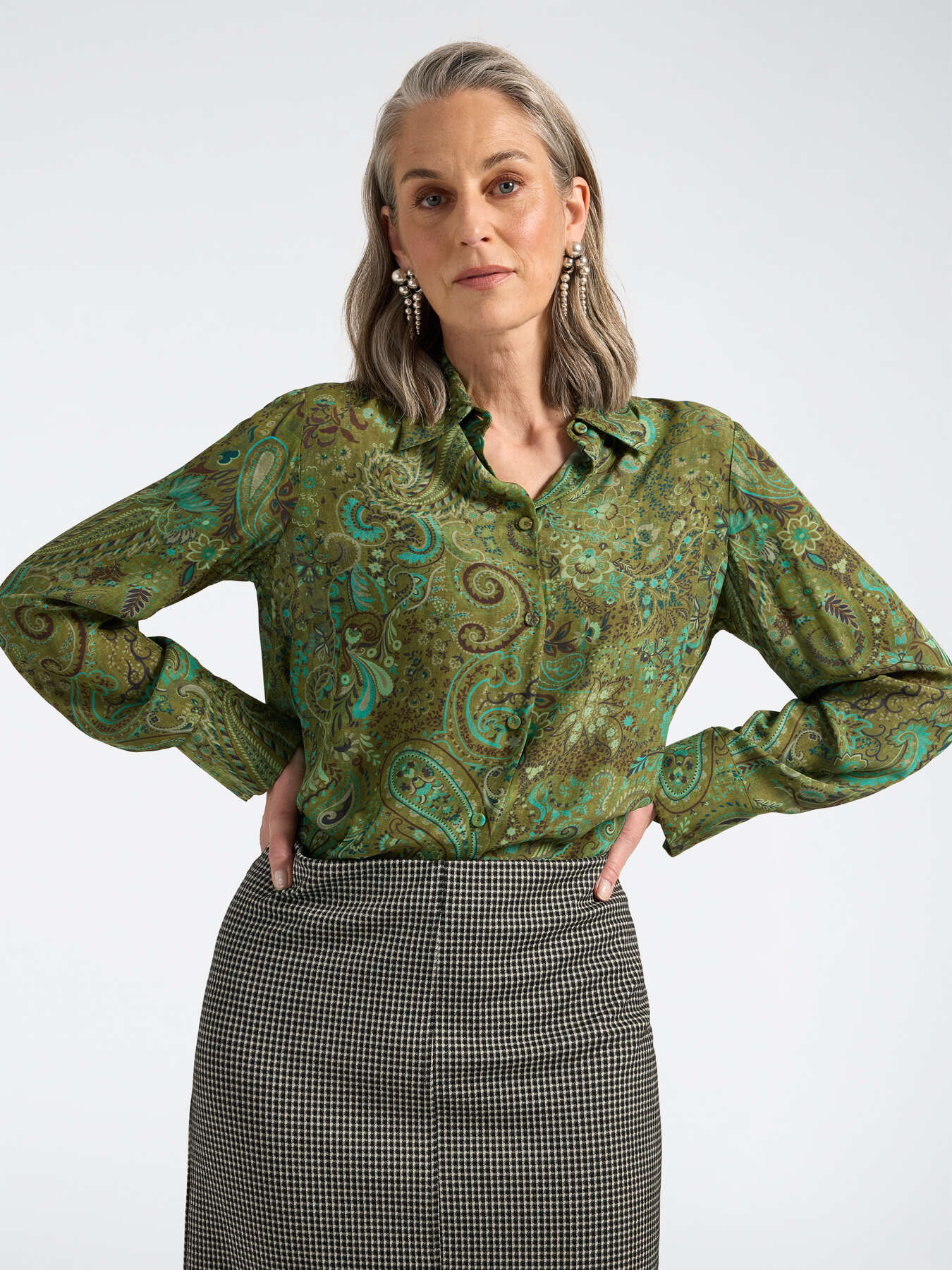 Chemise en viscose imprim&eacute;e paisley image number 0