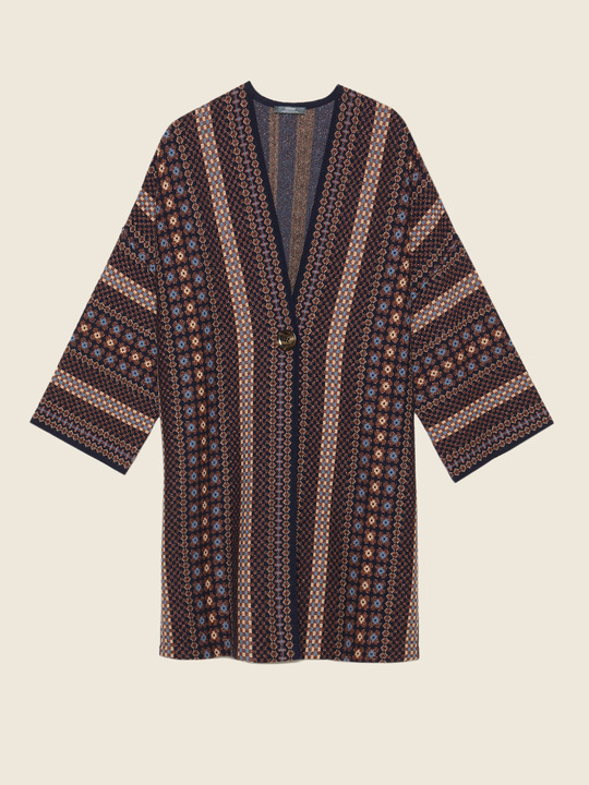 Elenamiro&nbsp;: Cardigan en jacquard long Bleu_1