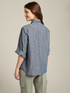 Denim effect linen and cotton shirt image number 1