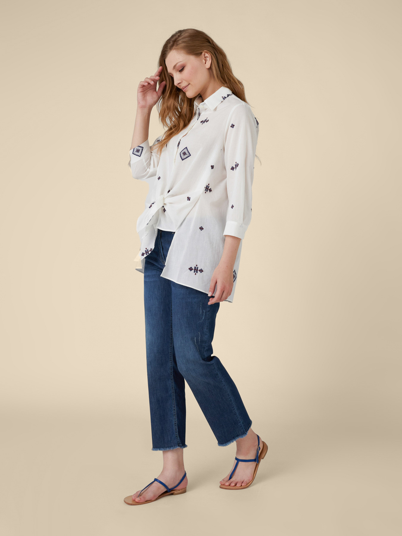 Camisa de gasa bordada image number 0