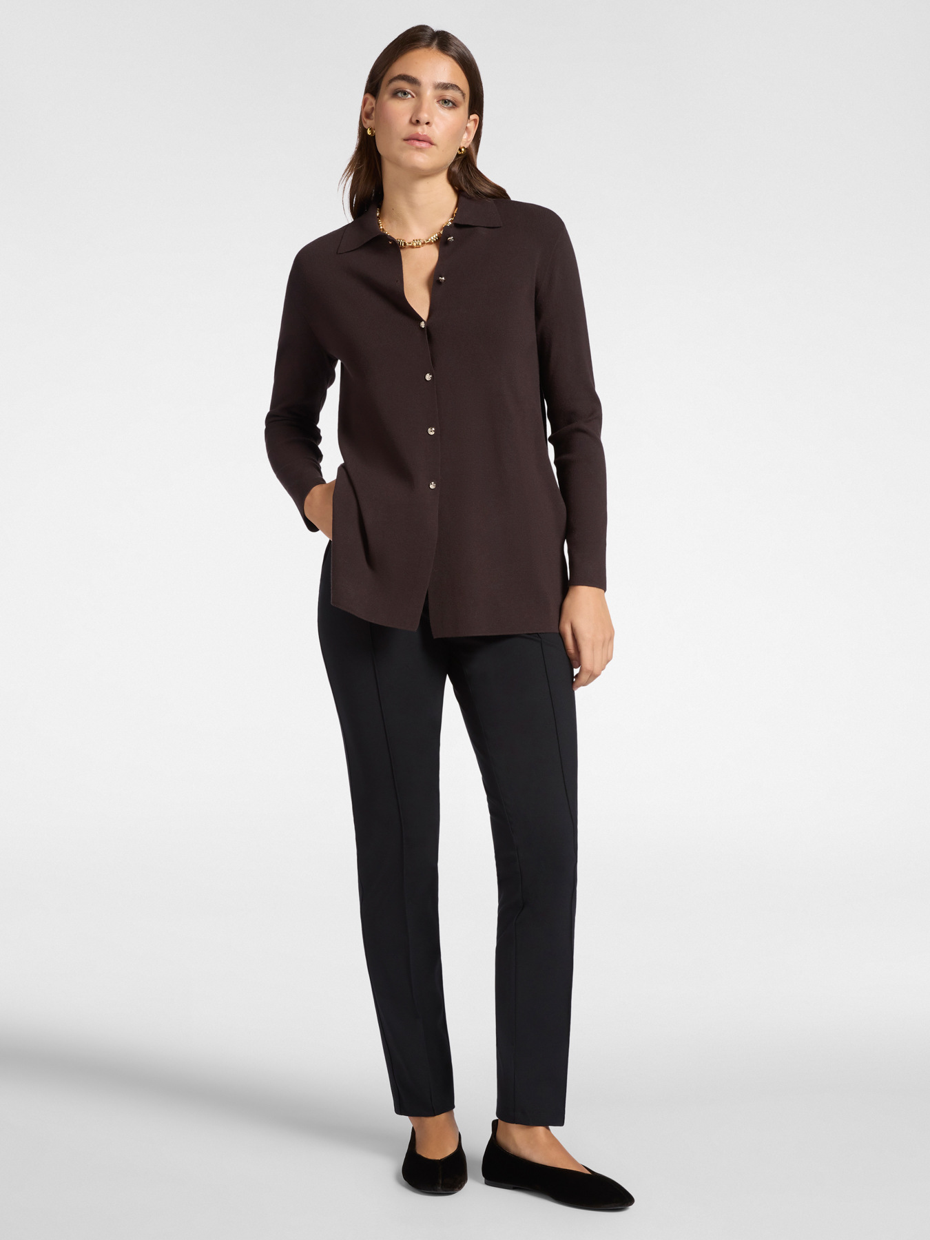 Pantalones slim fit en punto milan&eacute;s image number 0