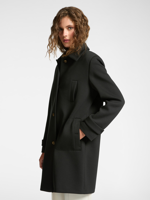 Scuba fabric coat with collar